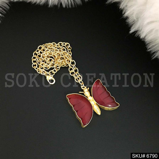 Gold Plated Chain with Butterfly Beautiful Pendant SKU6790