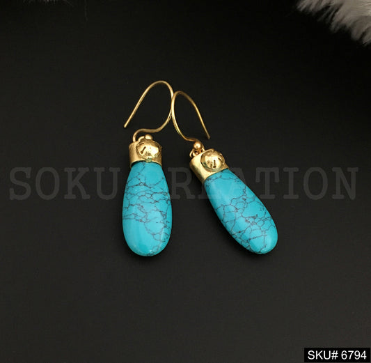 Gold plated Ear WireTurquoise Earring SKU6794