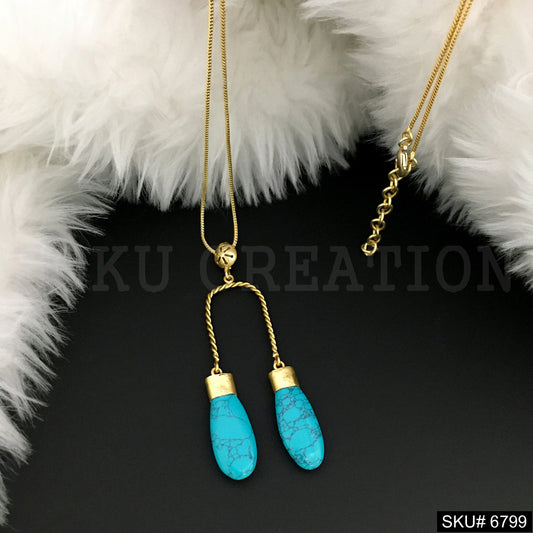 Gold plated  unique design of Turquoise necklace SKU6799