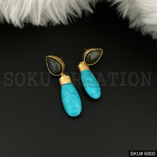 Gold plated Drop & Dangle Turquoise Earring SKU6800