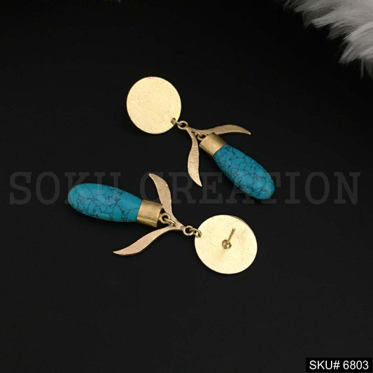 Gold plated Drop and Dangle Wing Fly Turquoise Earring SKU6803