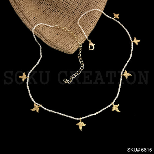 Gold plated Natural leaf Handmade Necklace SKU6815