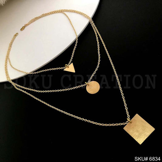 Gold Plated Multi Layer with Charms Necklace SKU6834