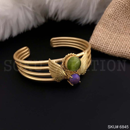 Gold Plated Wing Fly Gemstone Design Unique Cuff SKU6845