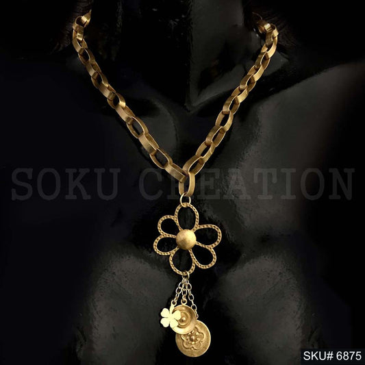 Gold Plated Chain with Flower Charms Necklace SKU6875