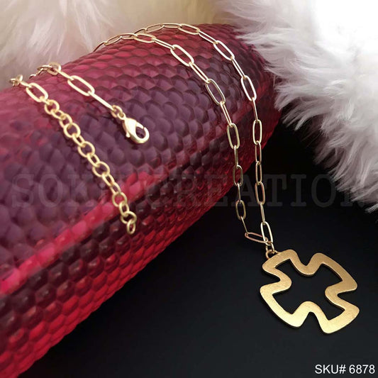 Gold Plated Chain with Plus Sign Charms Necklace SKU6878