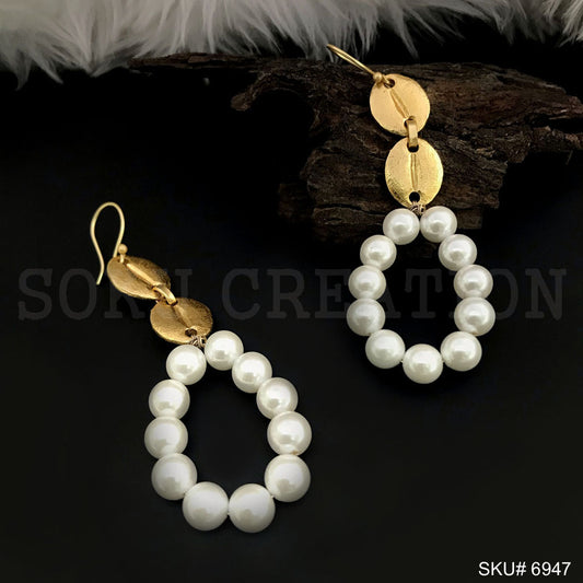 Gold plated Pearl Drop Earrings SKU6947