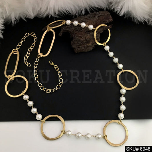 Gold plated Pearl Circle of luck Necklace SKU6948