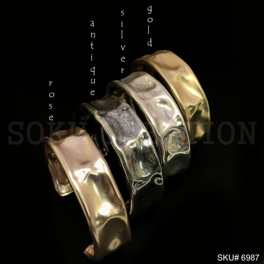 Gold Plated Hammered Simple Design of Cuff SKU6987