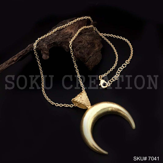 Gold Plated Cable Chain with Half Curve Moon Charm SKU7041