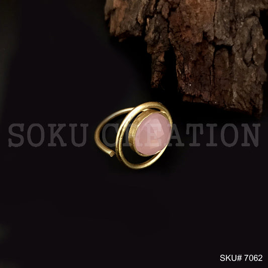 Gold Plated Unique Statement Gemstone Adjustable Handmade Ring SKU7062