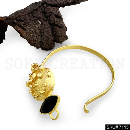 Gold Plated Statement Black Stone on Open and Lock Bangle SKU7113