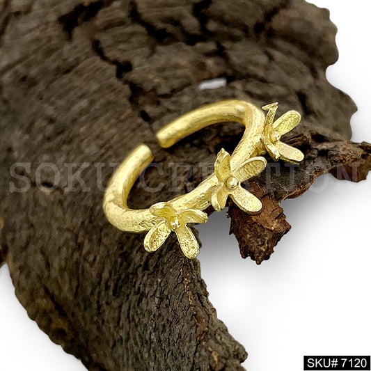 Gold Plated Unique Gold Flower Adjustable Handmade Ring SKU7120
