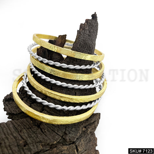 Gold Plated Simple Design and Silver Plated Twisted Wire Design of Bangle  SKU7123