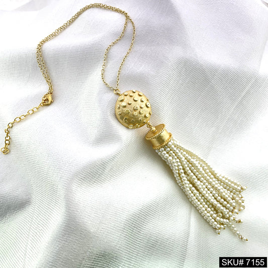 Gold plated Tassel Necklace with pearl Necklace SKU7155