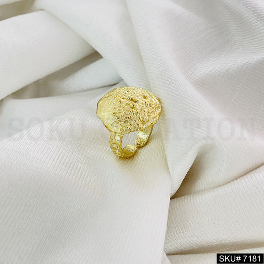 Gold Plated Unique Style of Hammered Rounded Adjustable Handmade Ring SKU7181