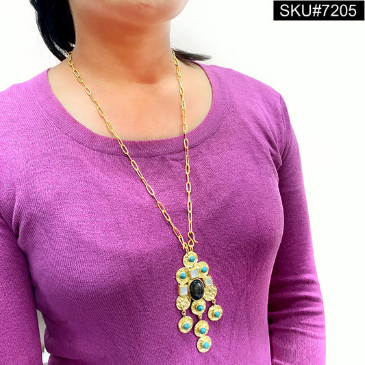 Gold plated Designer Labradorite with Mother of pearl Necklace sku7205