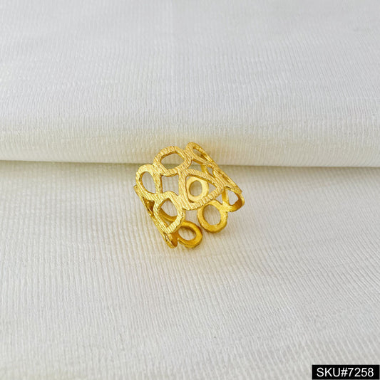 Gold plated Plain texture uneven Style adjustable Handcrafted Ring SKU7258
