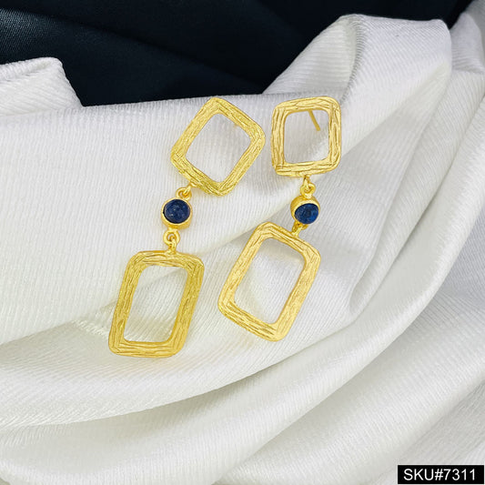 Gold plated drop and dangle lapis lazuli Earring sku7311