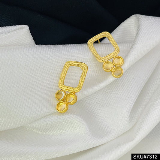 Gold plated Crystal gemstone Stud Earring SKU7312