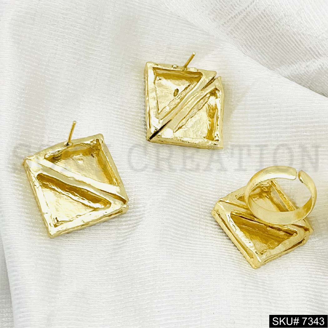 Gold plated Earring and Ring SKU7343