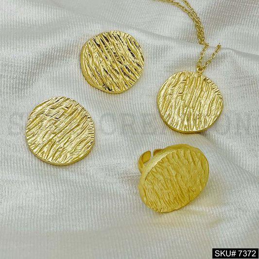 Gold Plated Pendant Necklace Earring and Ring SKU7372
