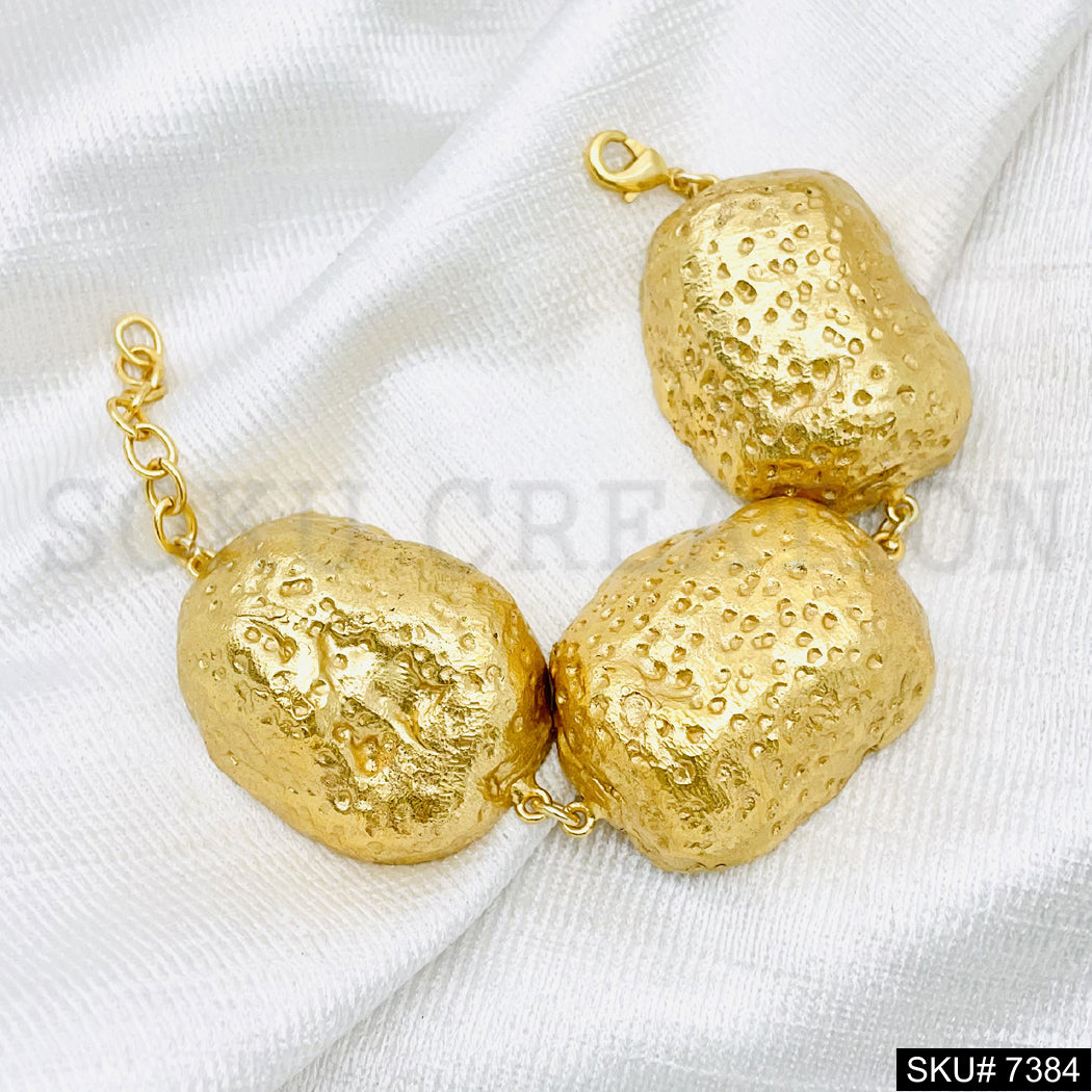 Gold Plated Uneven Dome motif  Jewelry Set SKU7384
