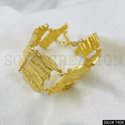 Gold plated Bark texture Bracelet  SKU7408