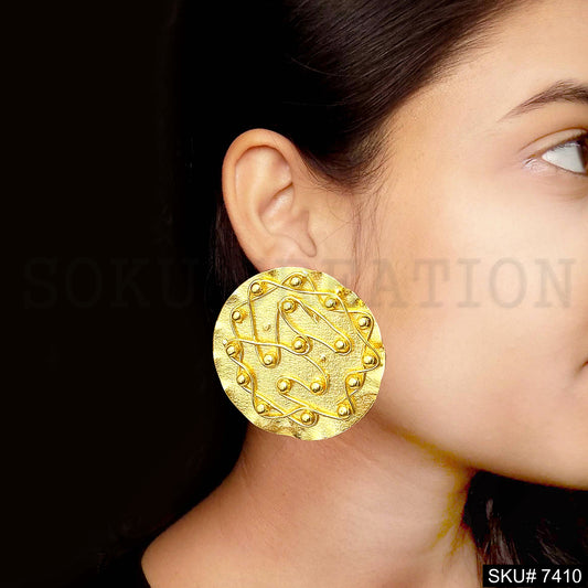 Gold plated Round Stud Earring SKU7410