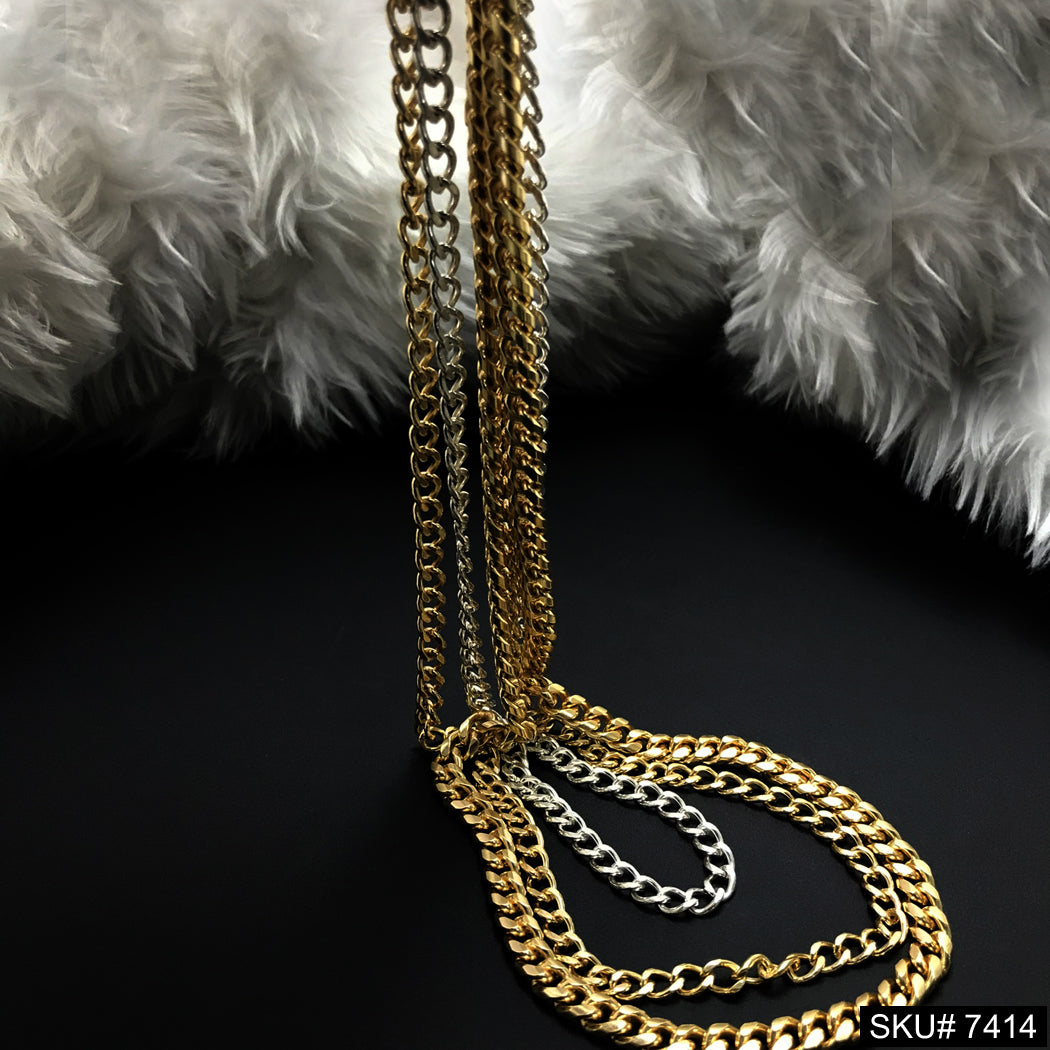 Three Layer pair of chain with two layer of Gold plated and 1 layer of Silver plated chain SKU7414