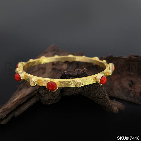 Gold Plated Red bead bangle SKU7418
