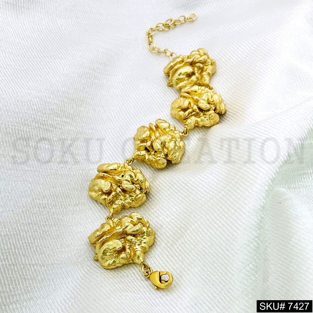 Designer Walnut Shape of Bracelet in Gold Plated SKU7427