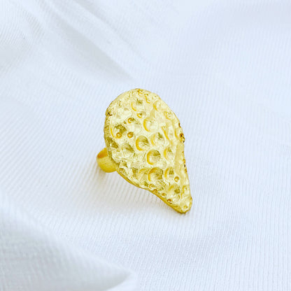 Gold plated uneven hammered form adjustable Handcrafted Ring 