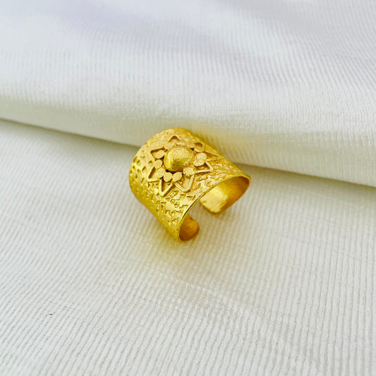 Gold plated texture star adjustable Handcrafted Ring SKU7249