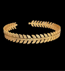 Gold Plated Unique Leaves Designer Cuff SKU5885