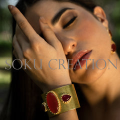 Gold plated Designer Gemstone Cuff SKU7638