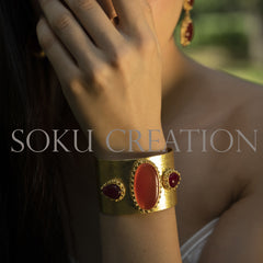 Gold plated Designer Gemstone Cuff SKU7638