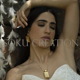 Gold Plated Texture Design of Pendant Necklace Earring and Ring SKU7346
