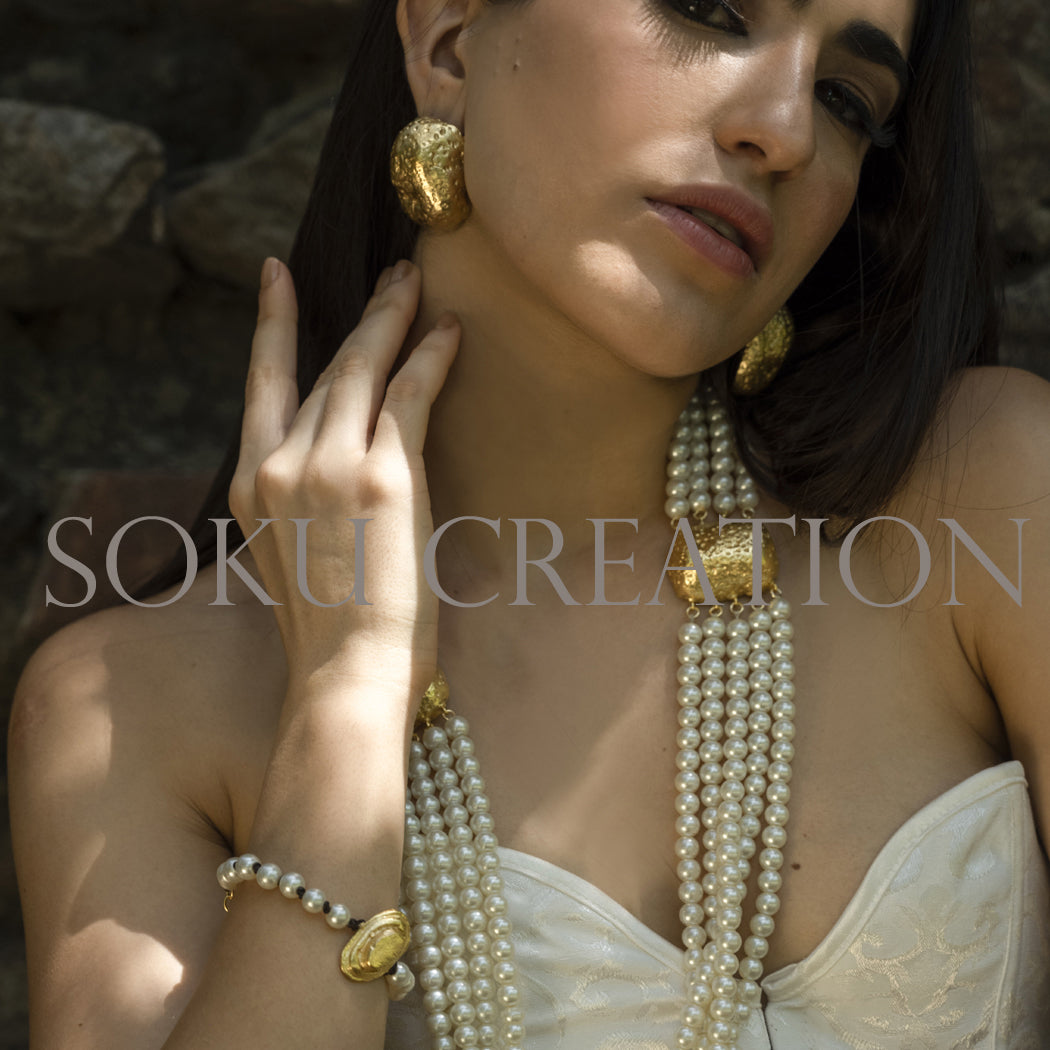 Gold plated Unique Designer Pearl Jewelry Set