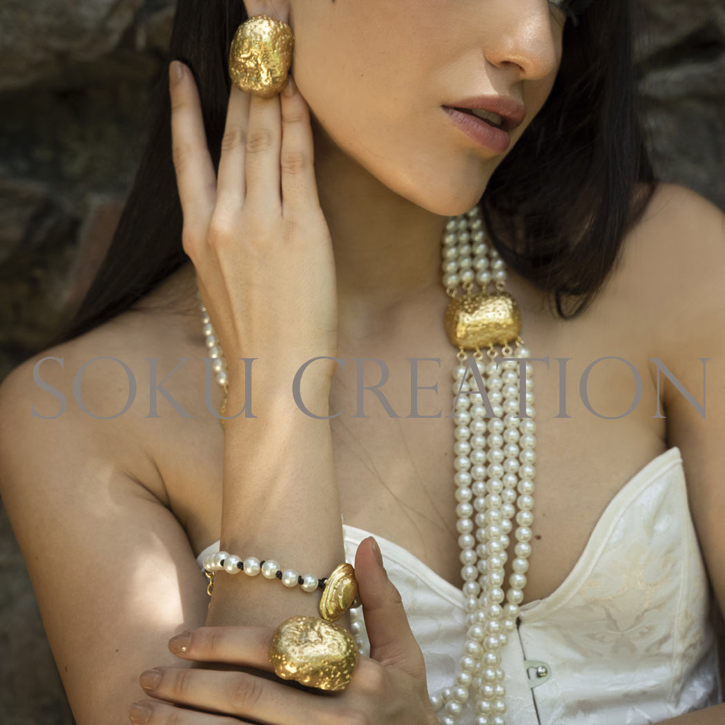 Gold plated Unique Designer Pearl Jewelry Set