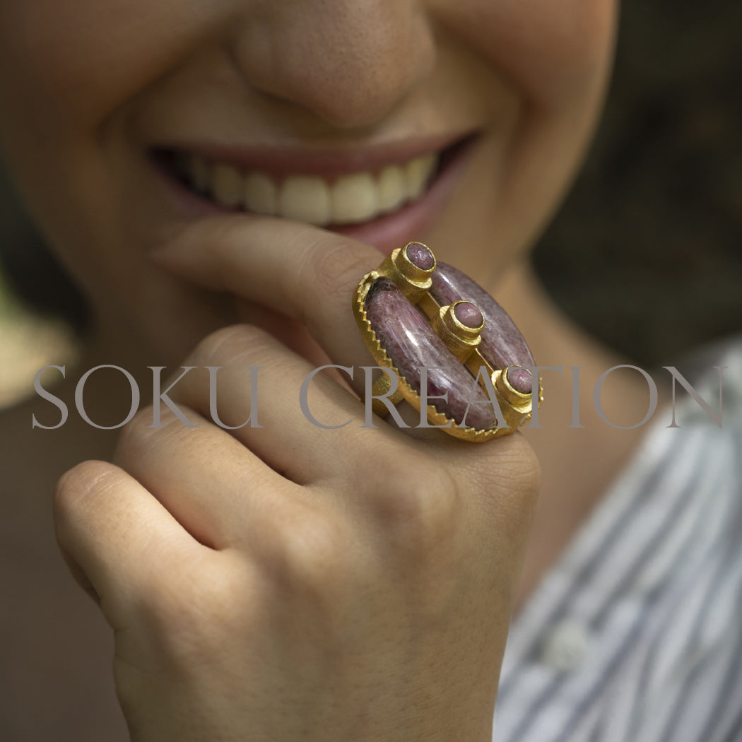 Gold Plated Gemstone Cocktail Ring