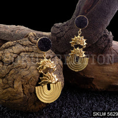 Gold plated Statement Drop & Dangle Gemstone Earring SKU5629