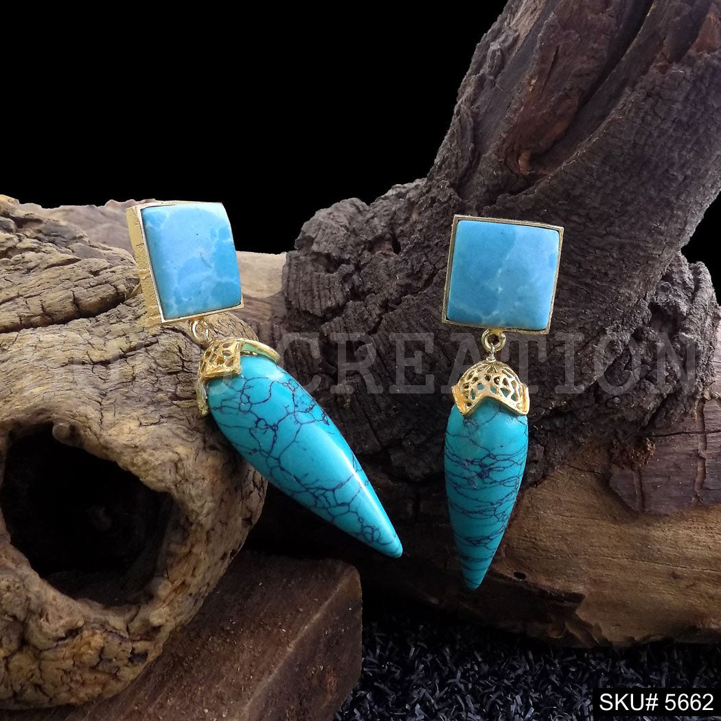 Gold plated Turquoise Design Drop & Dangle Earring SKU5662