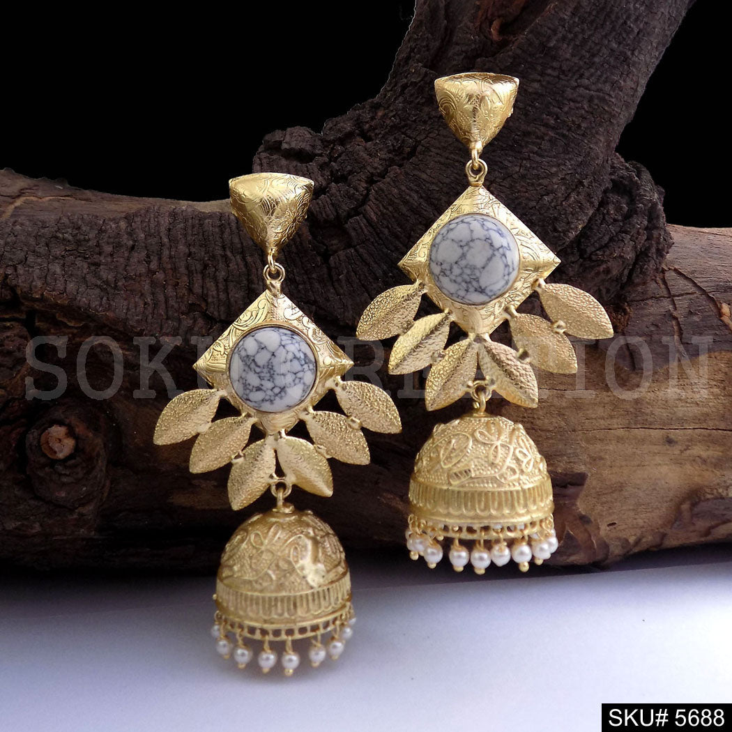 Gold plated Statement Design Drop & Dangle Jhumki Earring SKU5688