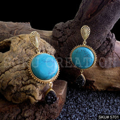 Gold plated Handmade Statement Turquoise Drop & Dangle Earring SKU5701