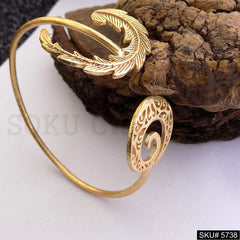 Gold Plated Unique Spiral and Leaves Statement Designer  Cuff SKU5738