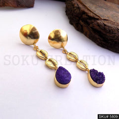 Gold plated Shell Designer Drop and Dangle Earring SKU5809