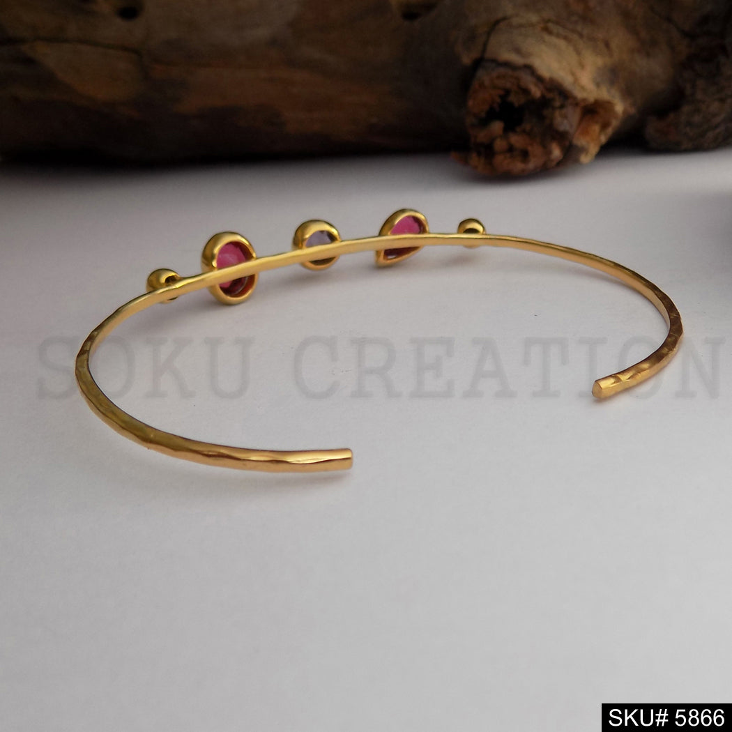 Gold Plated Unique multi Color Stone Statement Designer Cuff SKU5866