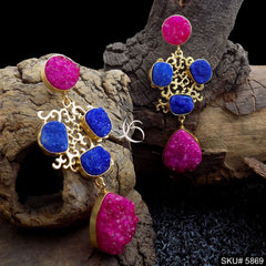 Gold plated Handmade Gemstone Drop and Dangle Earring SKU5869