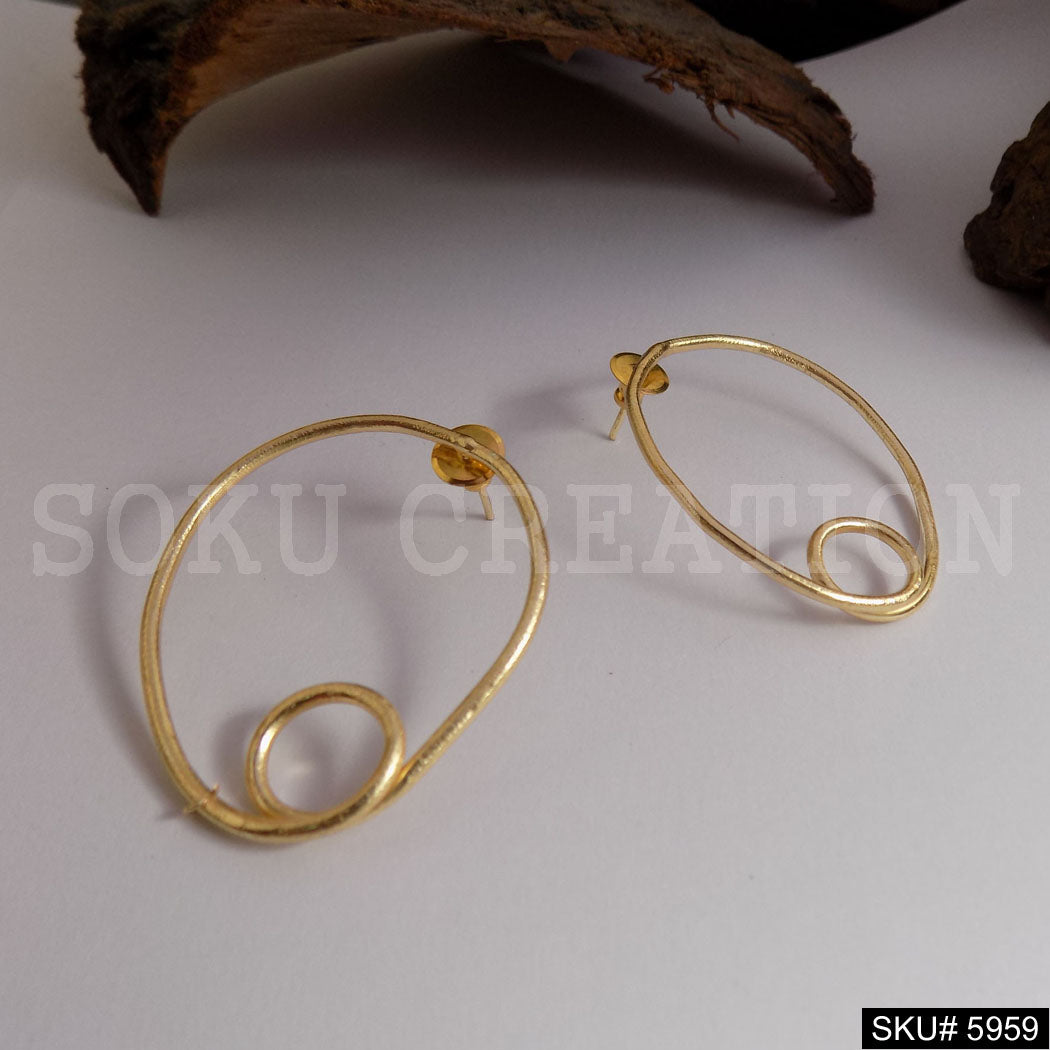 Gold plated Designer Round Statement Earring SKU5959